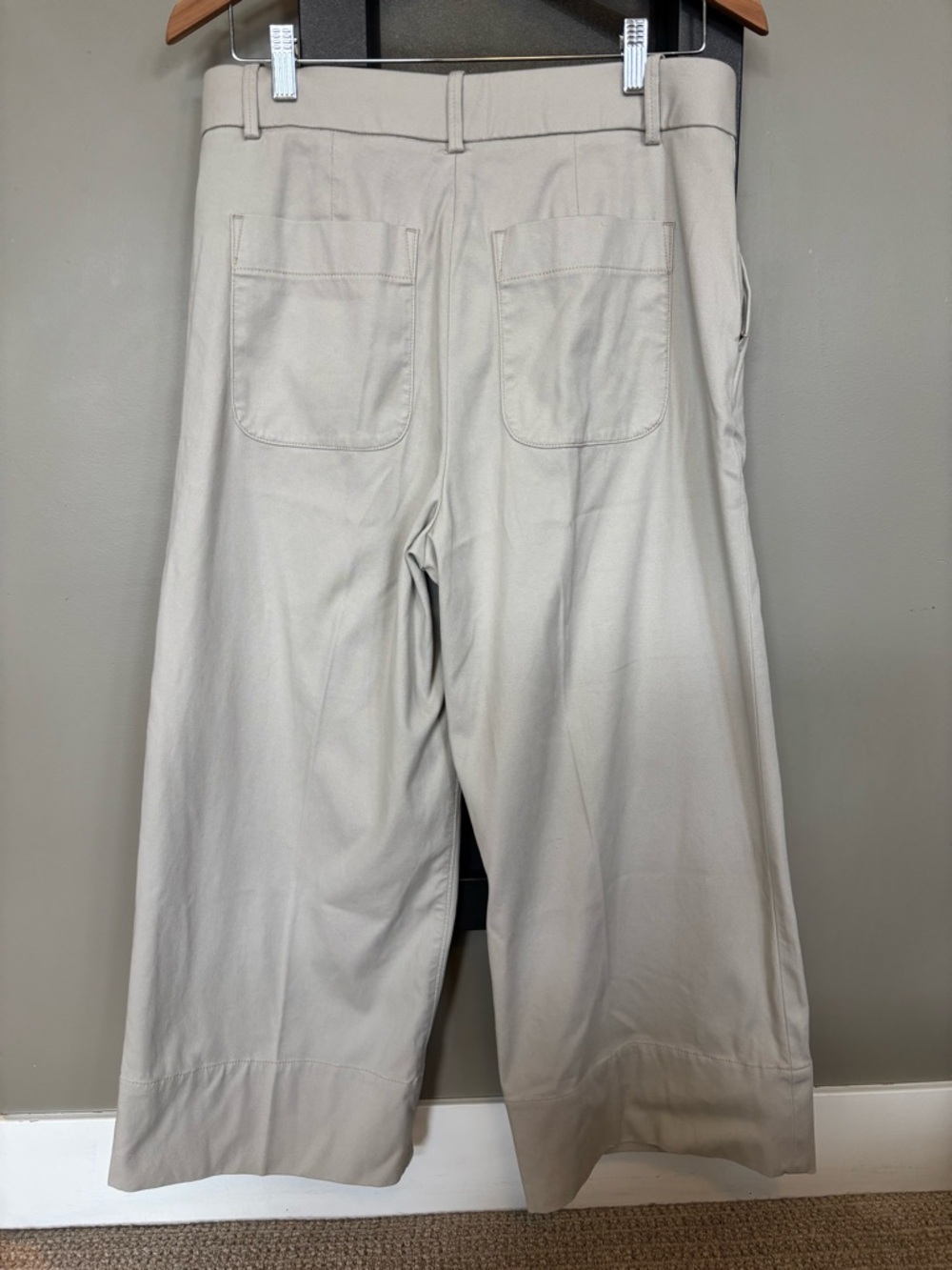 SPANX Stretch Twill Cropped Wide Leg Pants Petite Large NWT Beige - Picture 3 of 6